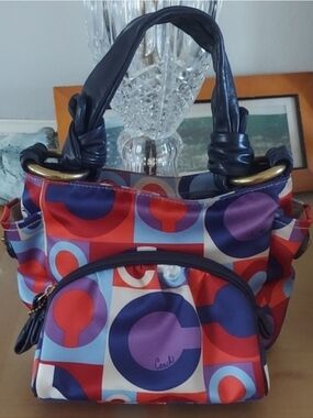 COACH 2008-'09 Satin Madison Op Art Resort Scarf Top-Handled Tote 2Pc Set